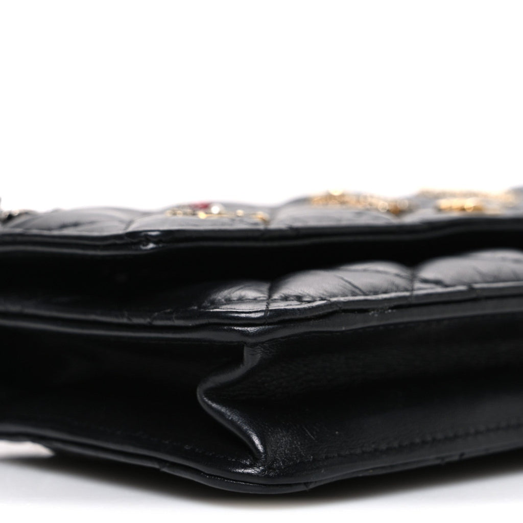Chanel Aged Calfskin Lucky Charms 2.55 Reissue Wallet on Chain WOC Black