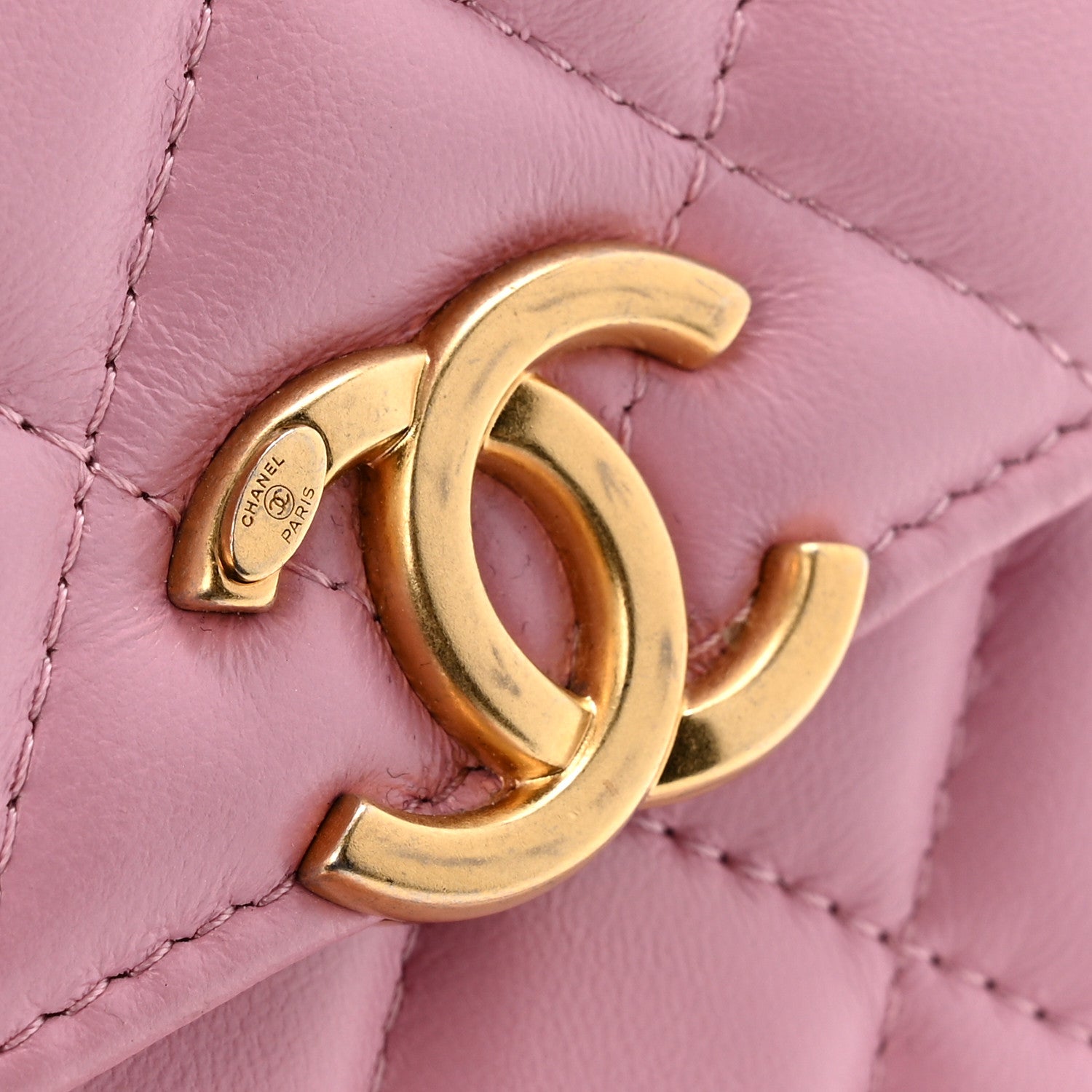 Chanel Lambskin Quilted Lacquered Chain Phone Holder With Chain Dark Pink
