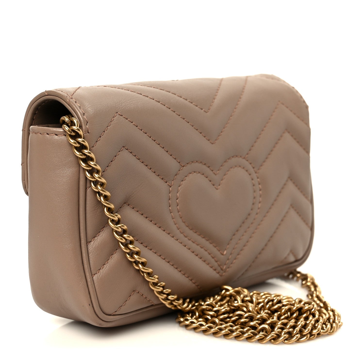 Gucci Calfskin Matelasse Super Mini GG Marmont Shoulder Bag Porcelain Rose