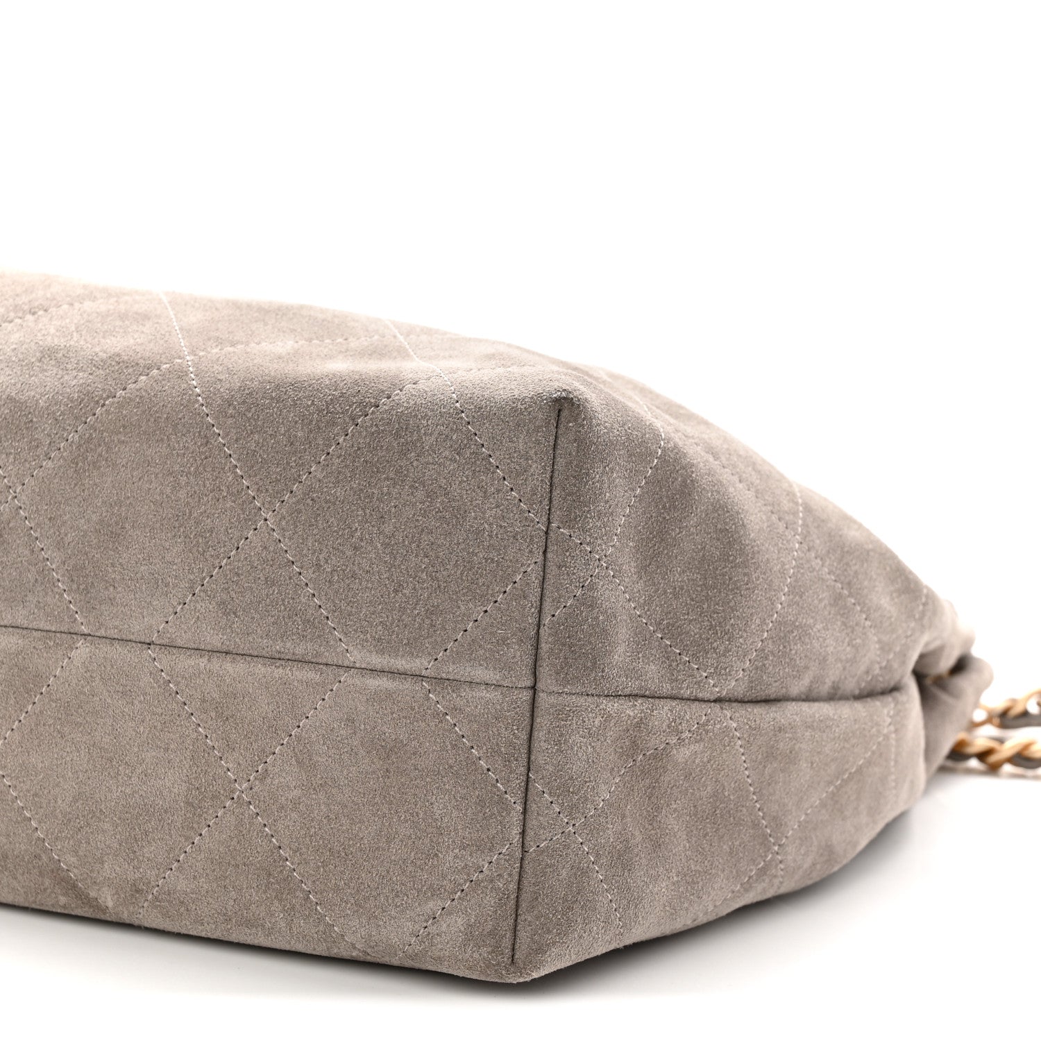 Chanel Suede Quilted Large Hobo Dark Grey