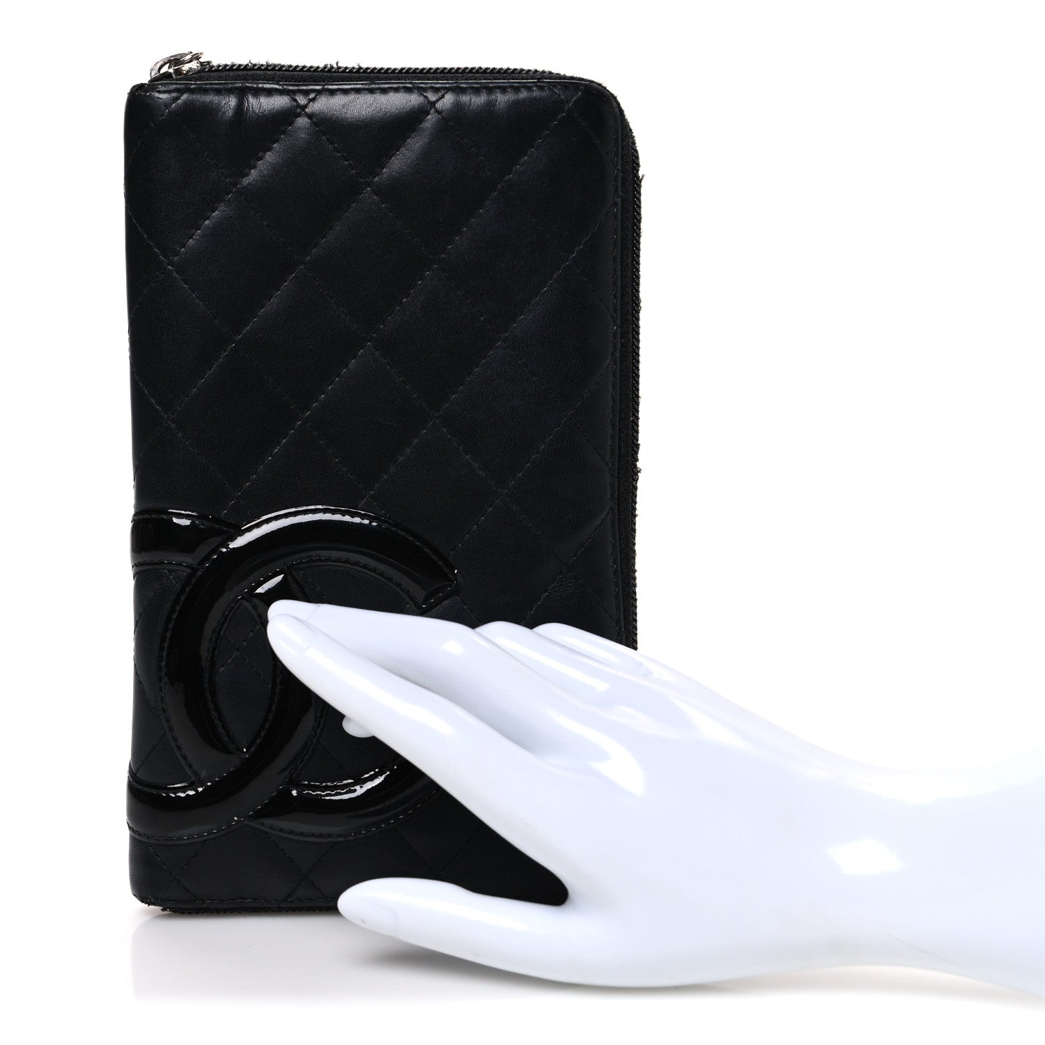 Calfskin Cambon Zip Around Organizer Wallet Black