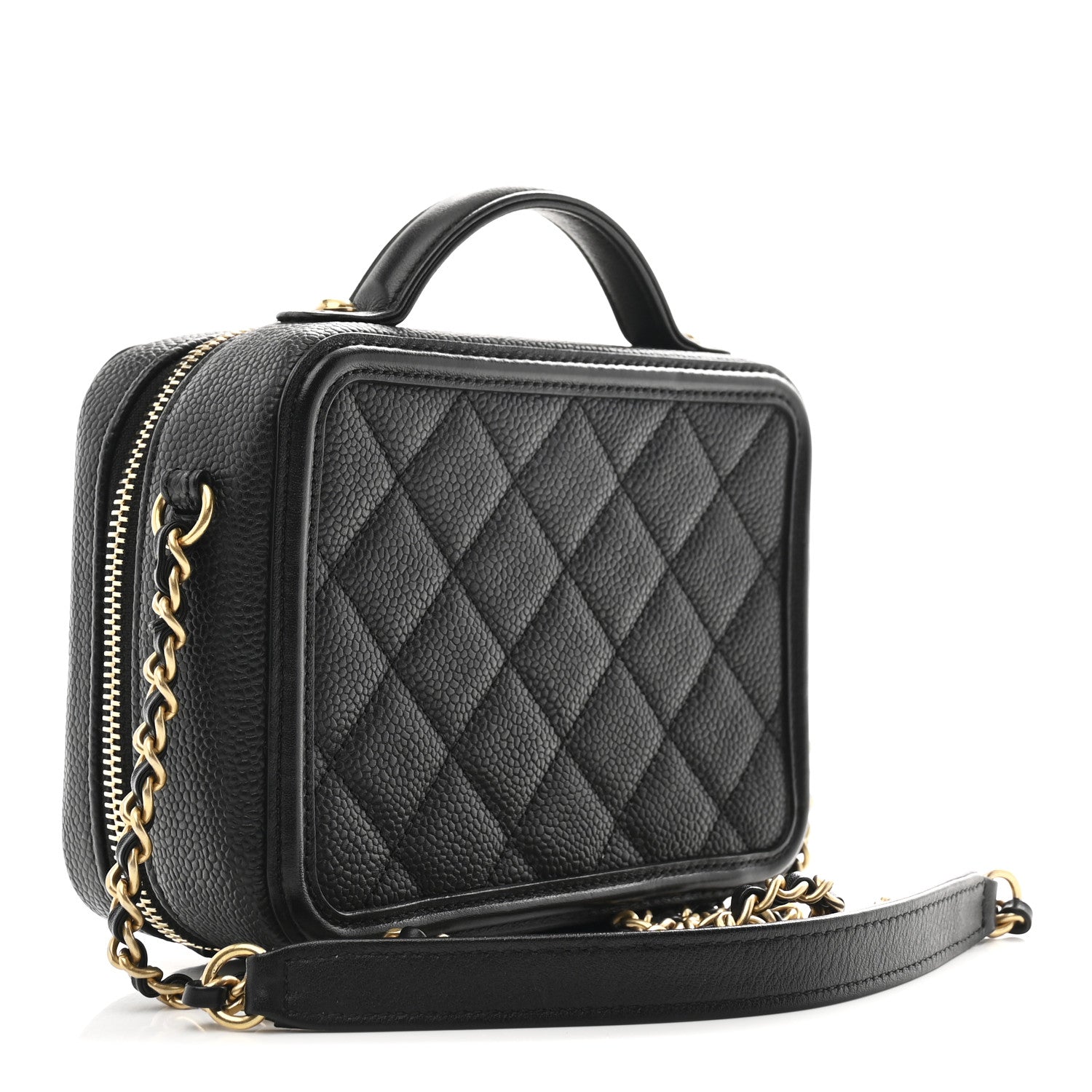Chanel Caviar Quilted Small CC Filigree Vanity Case Black