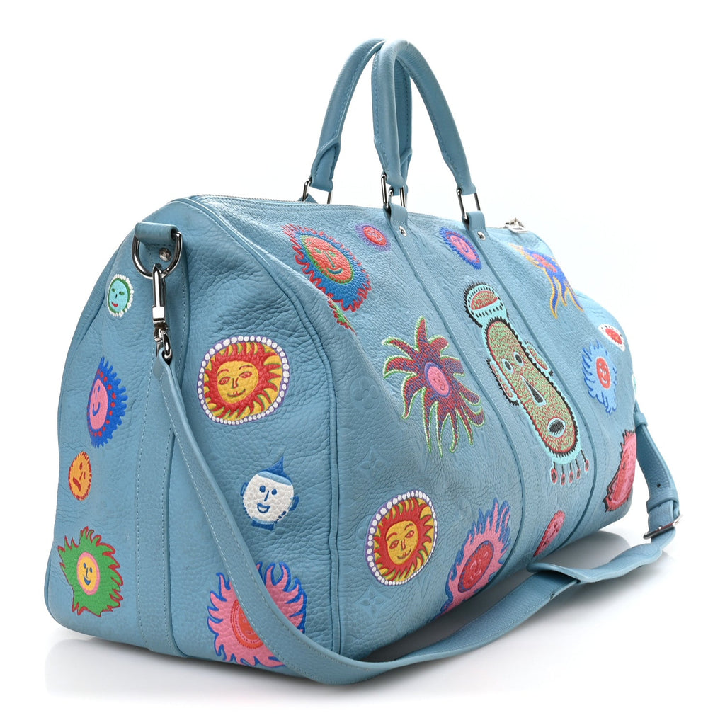 Louis Vuitton LV X YK Taurillon Monogram Keepall Bandouliere 50 Blue Multicolor