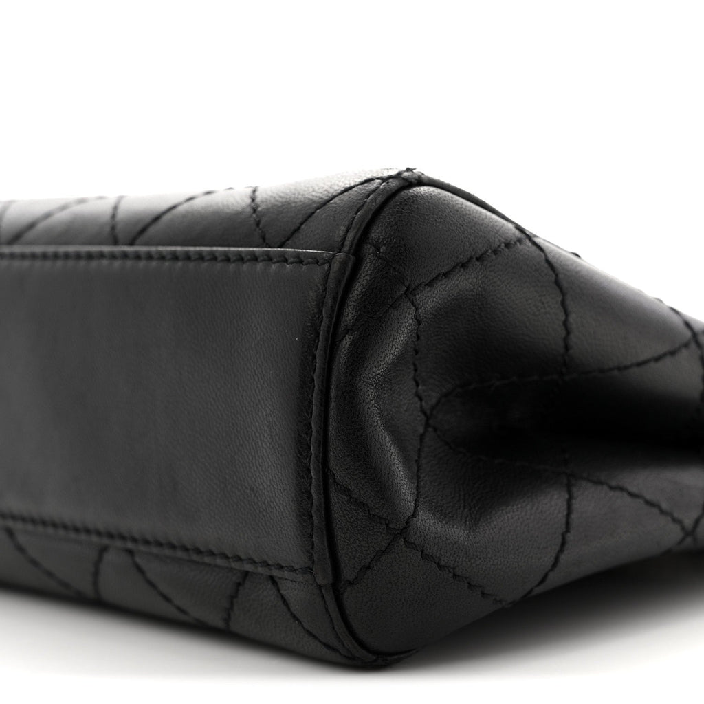 Chanel Lambskin Stitched Small Tote Black
