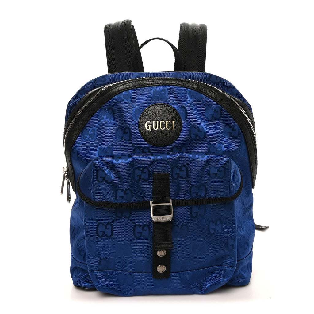 Gucci Econyl Nylon Monogram Off The Grid Backpack Guilted Blue Black