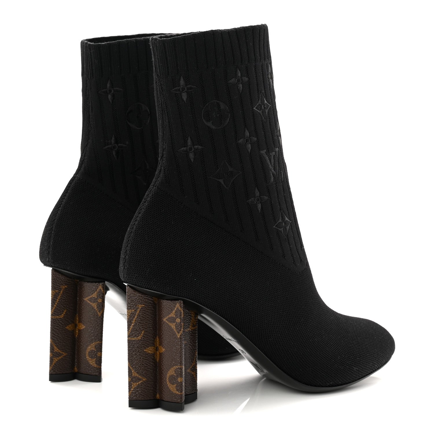 Louis Vuitton Monogram Stretch Fabric Silhouette Ankle Boots 39 Black