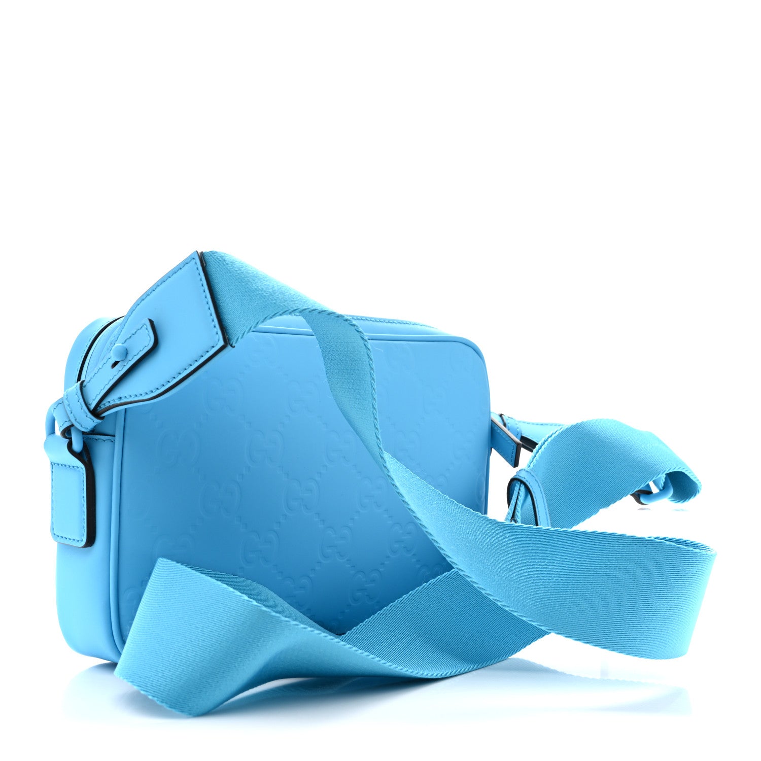 Gucci Rubber Effect Monogram GG Crossbody Bag Bright Blue