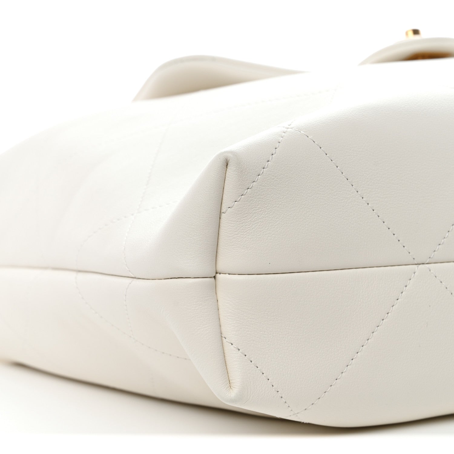 Chanel Calfskin Quilted Small Maxi Chain Hobo White
