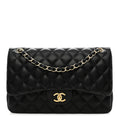 Chanel Lambskin Quilted Jumbo Double Flap Black