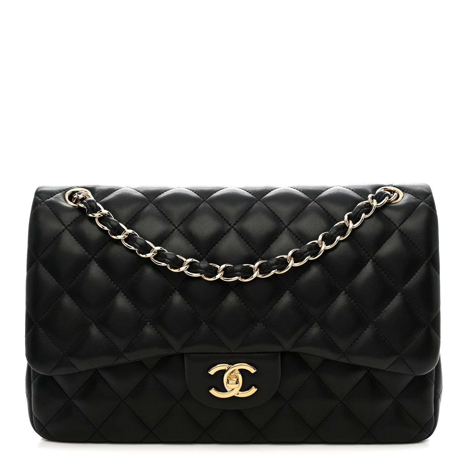 Chanel Lambskin Quilted Jumbo Double Flap Black