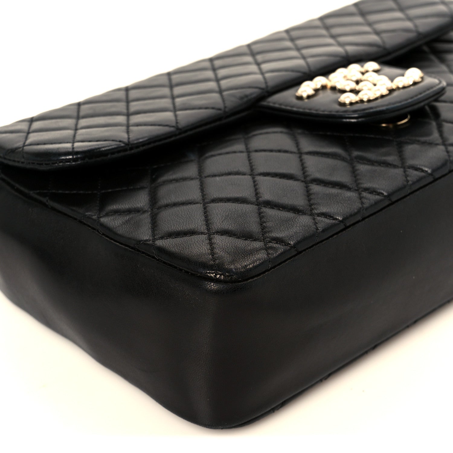 Chanel Lambskin Quilted Medium Westminster Pearl Flap Black