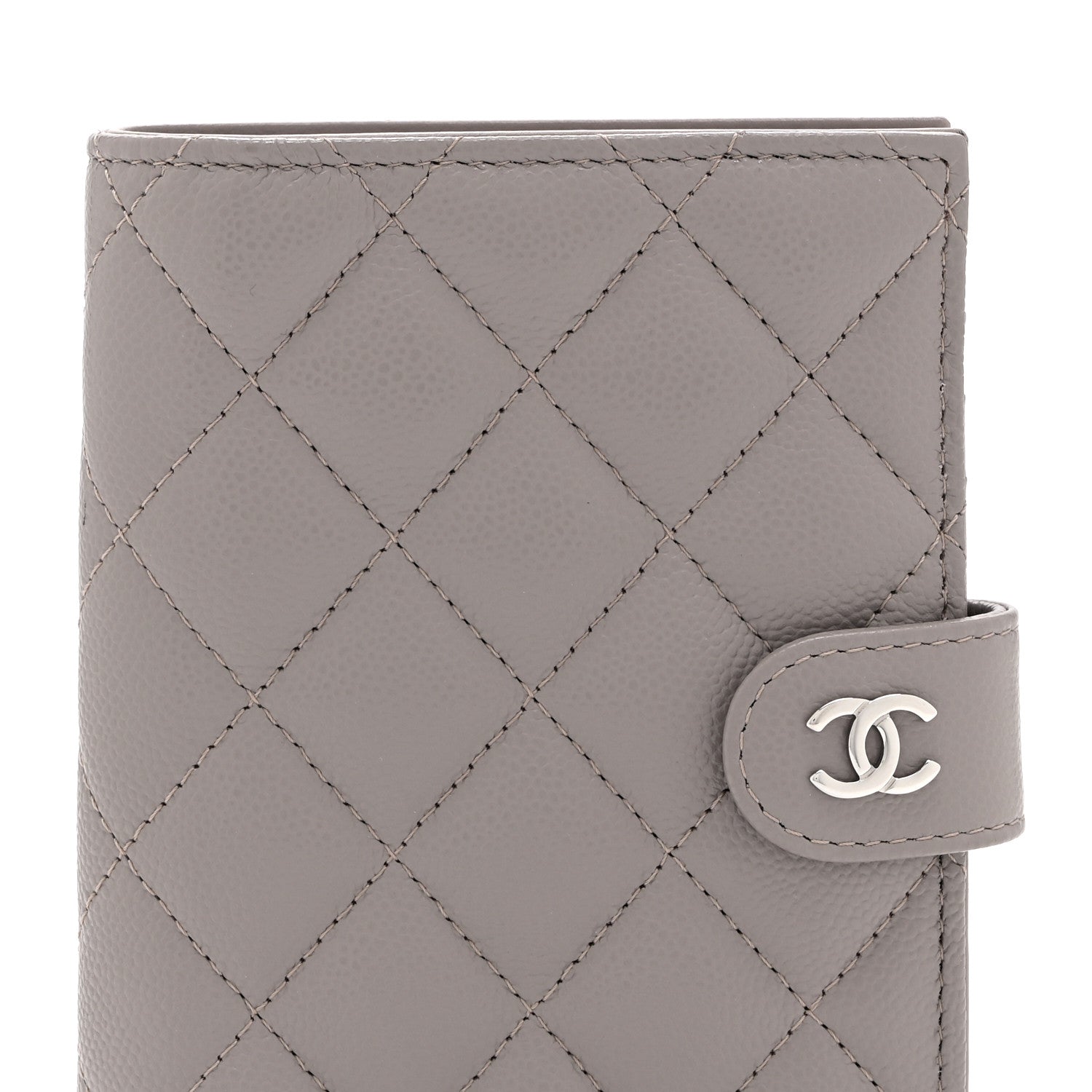 Caviar Quilted Passport Holder Grey