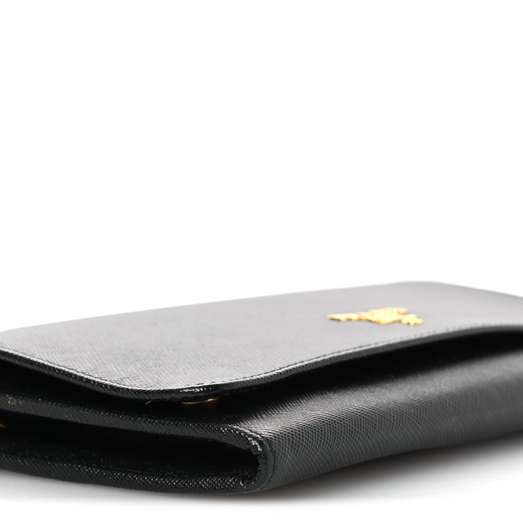 Prada Saffiano Metal Large Chain Wallet Black