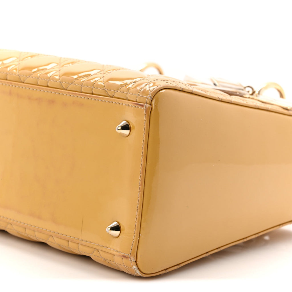 Christian Dior Patent Cannage Medium Lady Dior Beige