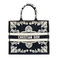 Christian Dior Canvas Embroidered Cornely Book Tote Blue White