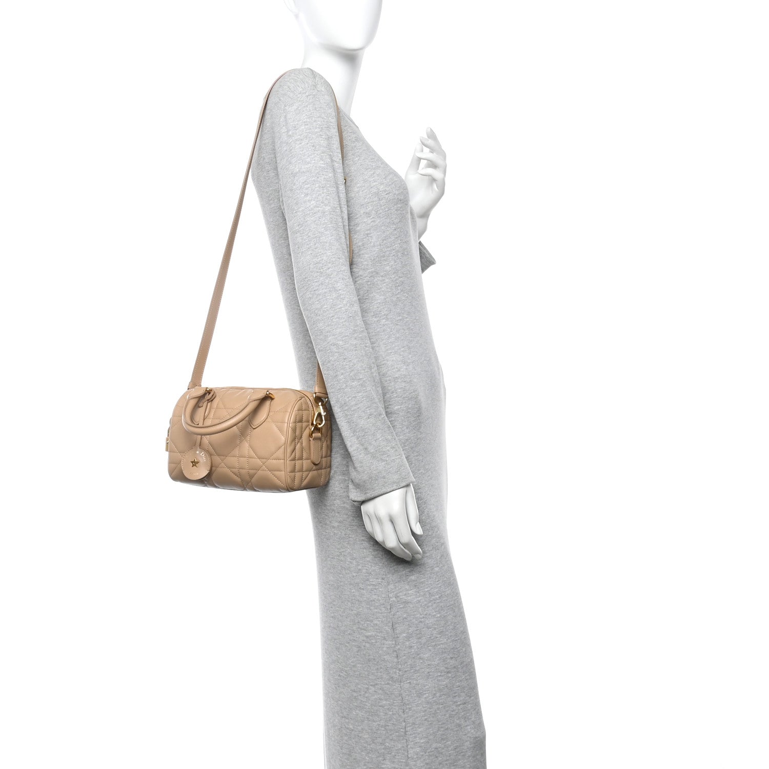Christian Dior Calfskin Macrocannage Groove 20 Bag Biscuit