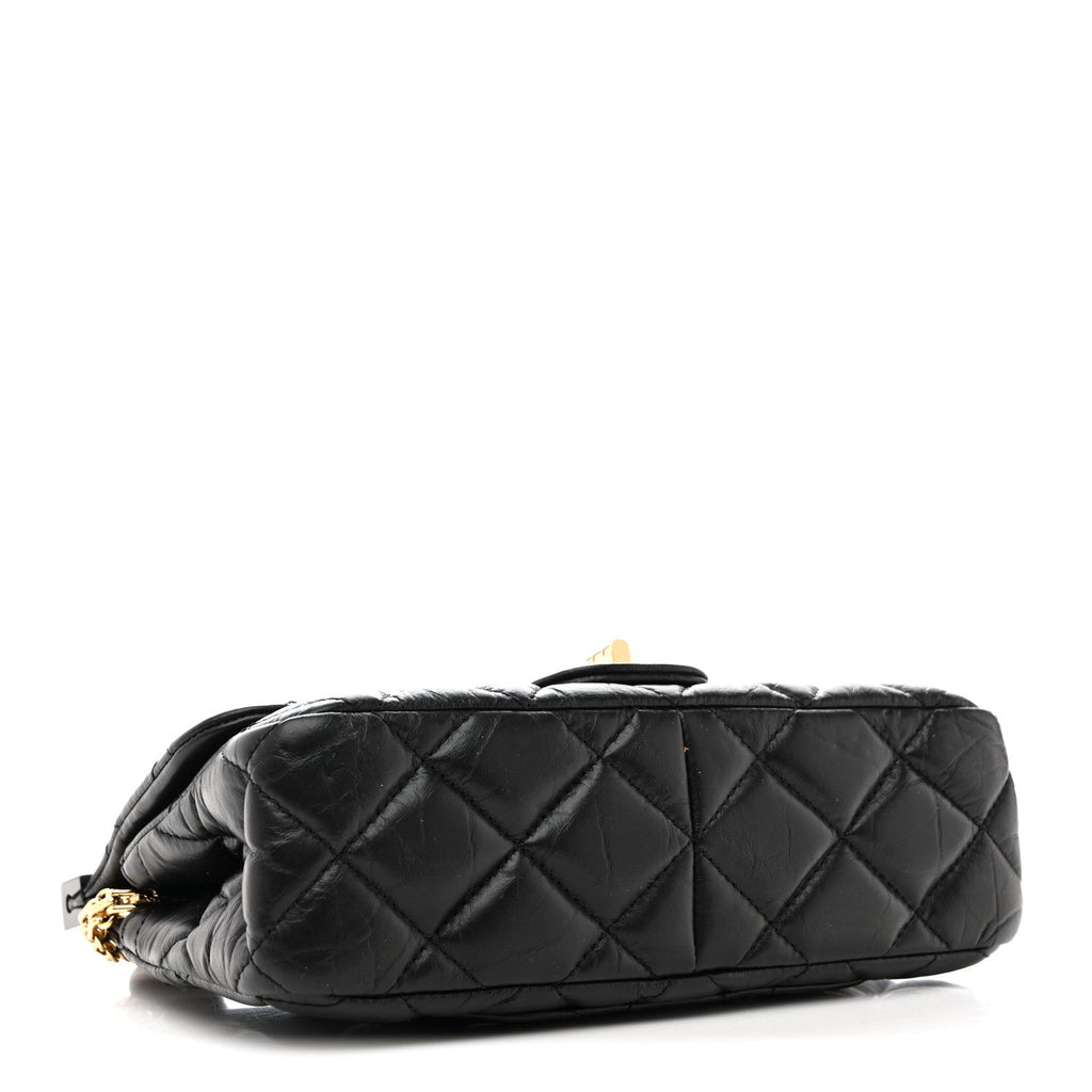 Chanel Aged Calfskin Quilted 2.55 Reissue Mini Hanger Flap Black