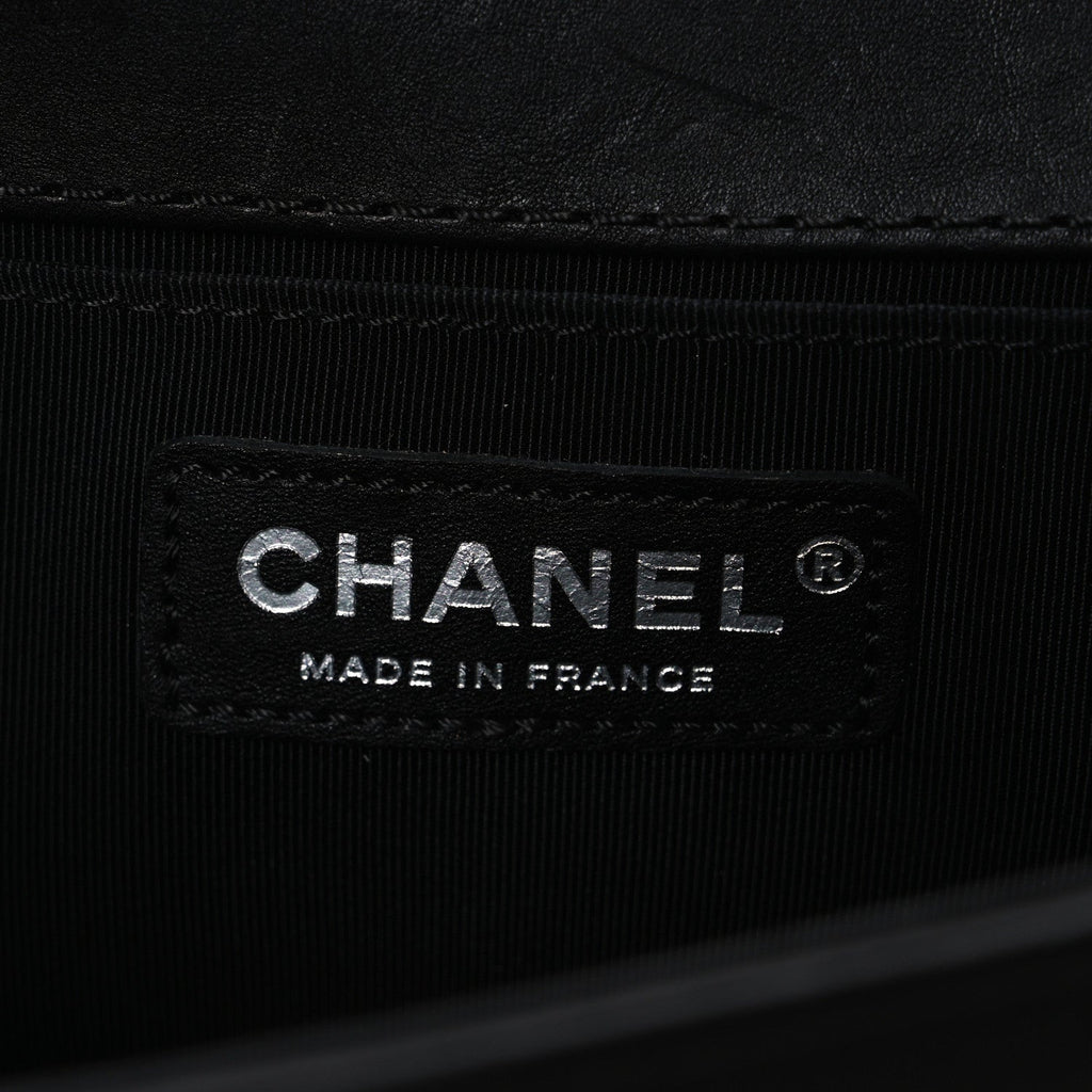 Chanel Calfskin Quilted Metal Embellished Paris Dallas Medium Boy Flap Black
