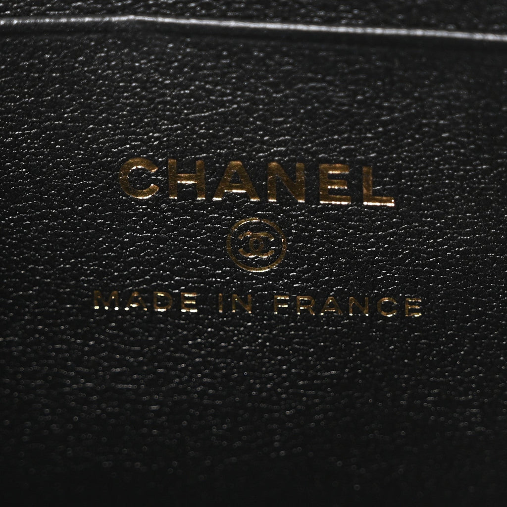 Chanel Lambskin Quilted Small Top Handle Vanity Case With Chain Black