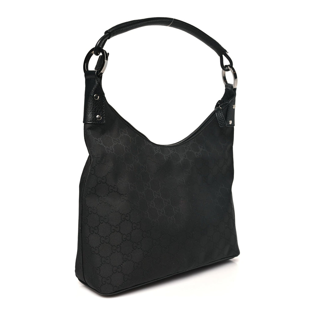 Gucci Nylon Monogram Small Hobo Black