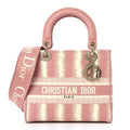 Christian Dior Canvas Medium D-Stripes Lady D-Lite Pink