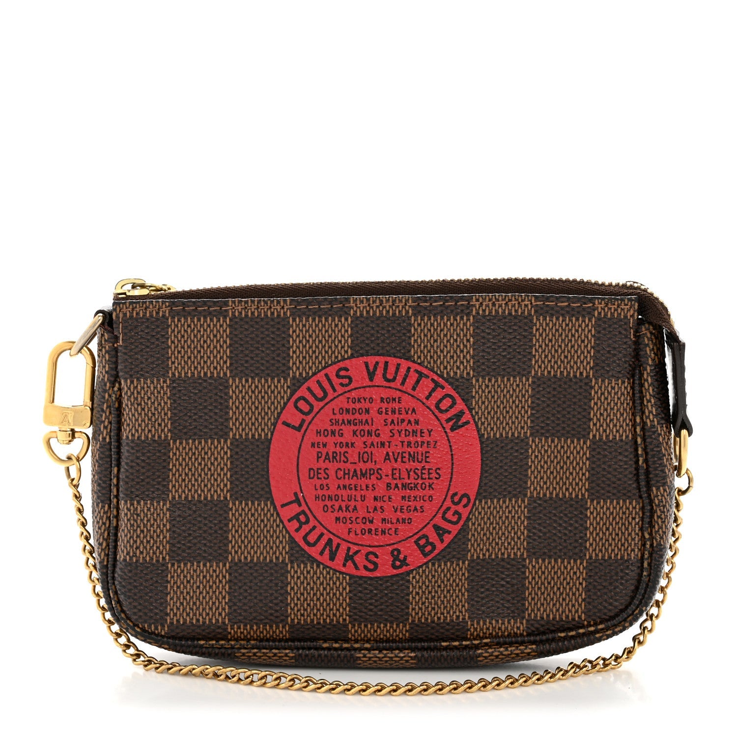 Louis Vuitton Damier Ebene Complice Trunks and Bags Mini Pochette Accessories Red