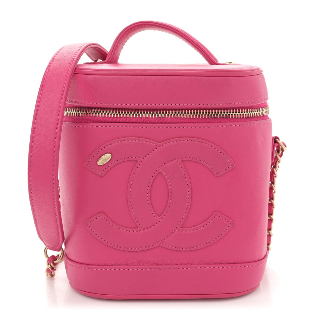 Chanel Lambskin Timeless Vanity Cosmetic Case Pink