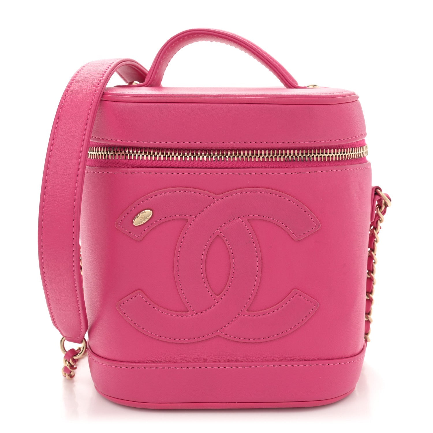 Chanel Lambskin Timeless Vanity Cosmetic Case Pink