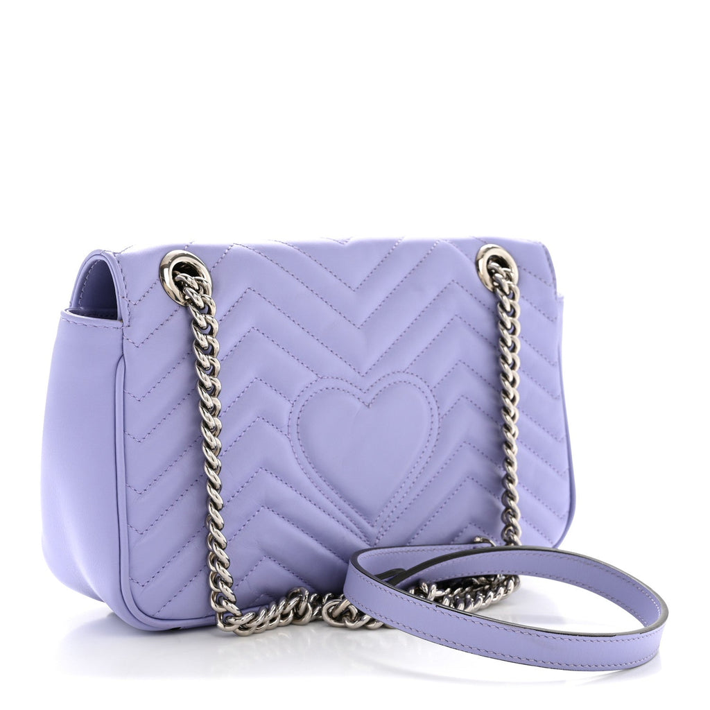 Gucci Calfskin Matelasse Small GG Marmont Shoulder Bag Lapis