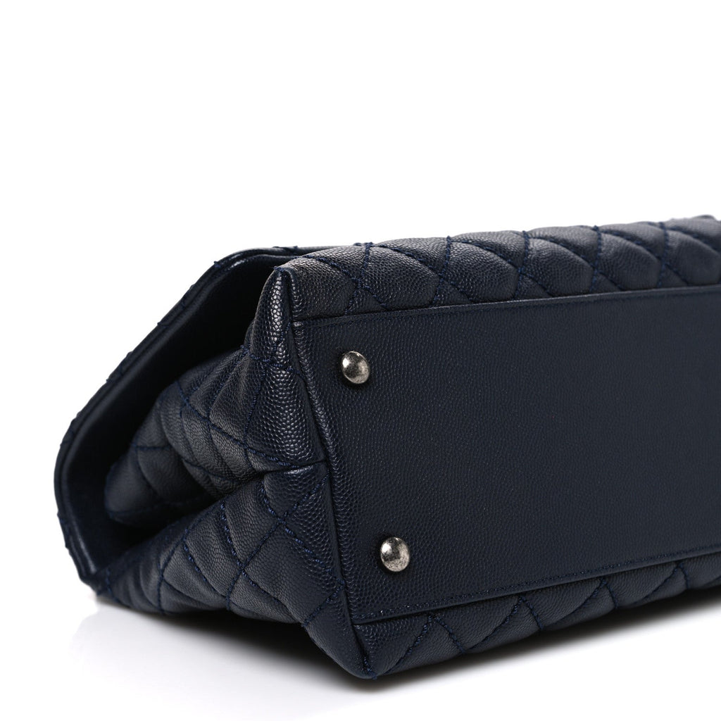 Chanel Caviar Quilted Small Coco Handle Flap Navy