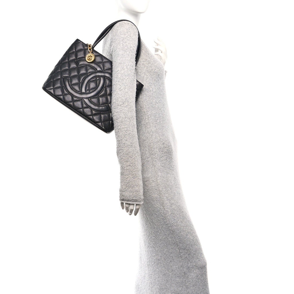 Chanel Caviar Quilted Medallion Tote Black