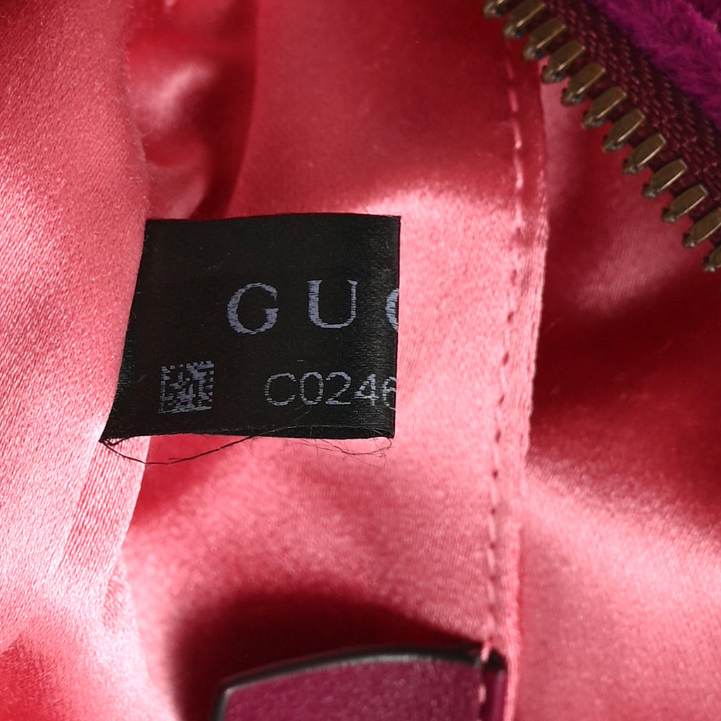Gucci Velvet Matelasse GG Marmont Belt Bag 95 38 Fuchsia Violet Cyclamen