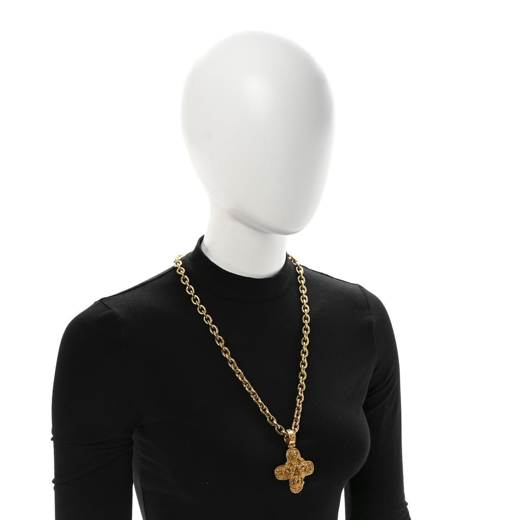 Metal CC Cross Long Pendant Necklace Gold