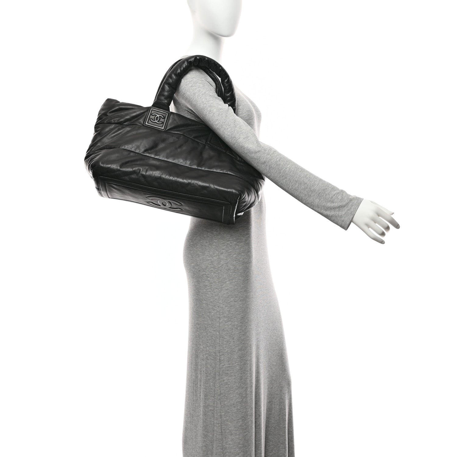 Chanel Lambskin Quilted Medium Coco Cocoon Reversible Tote Black