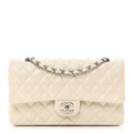 Chanel Iridescent Caviar Quilted Medium Double Flap White