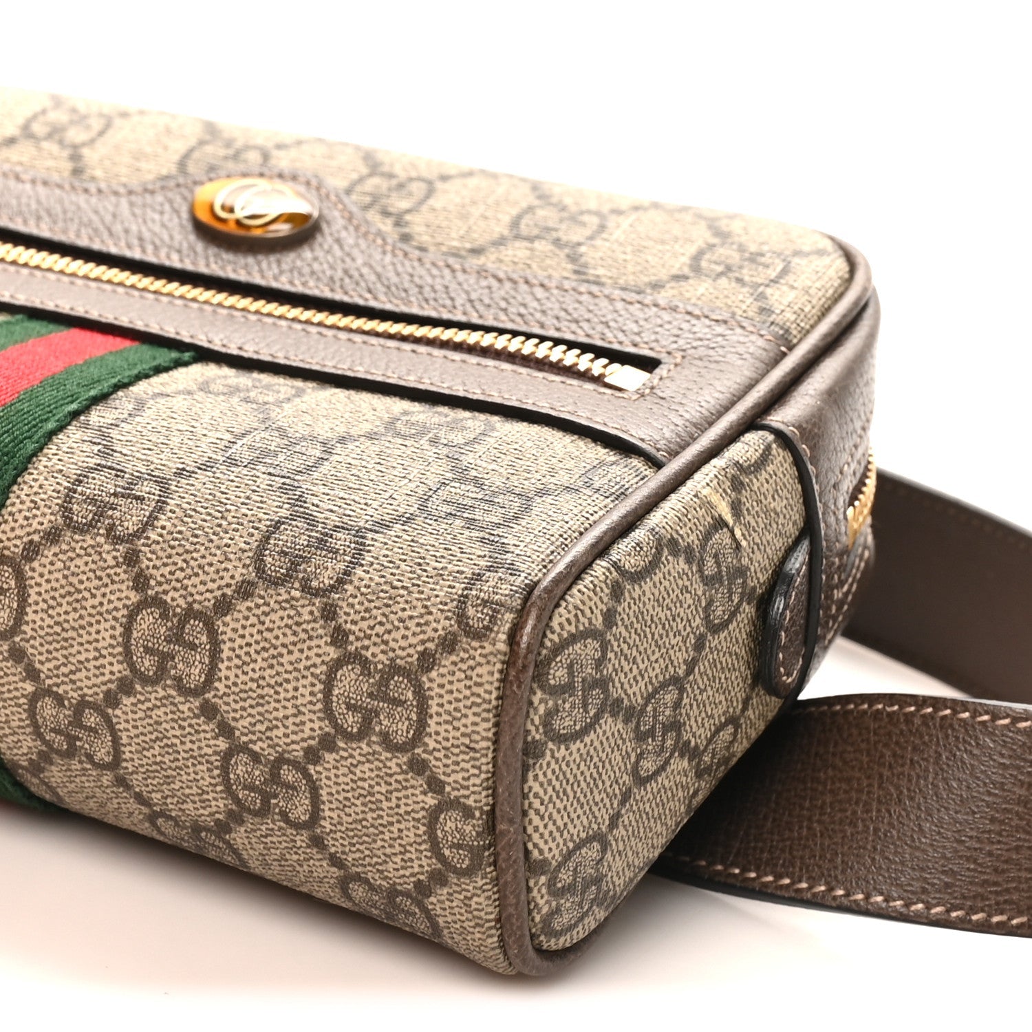 Gucci GG Supreme Monogram Web Small Ophidia Belt Bag 85 34 Dark Brown
