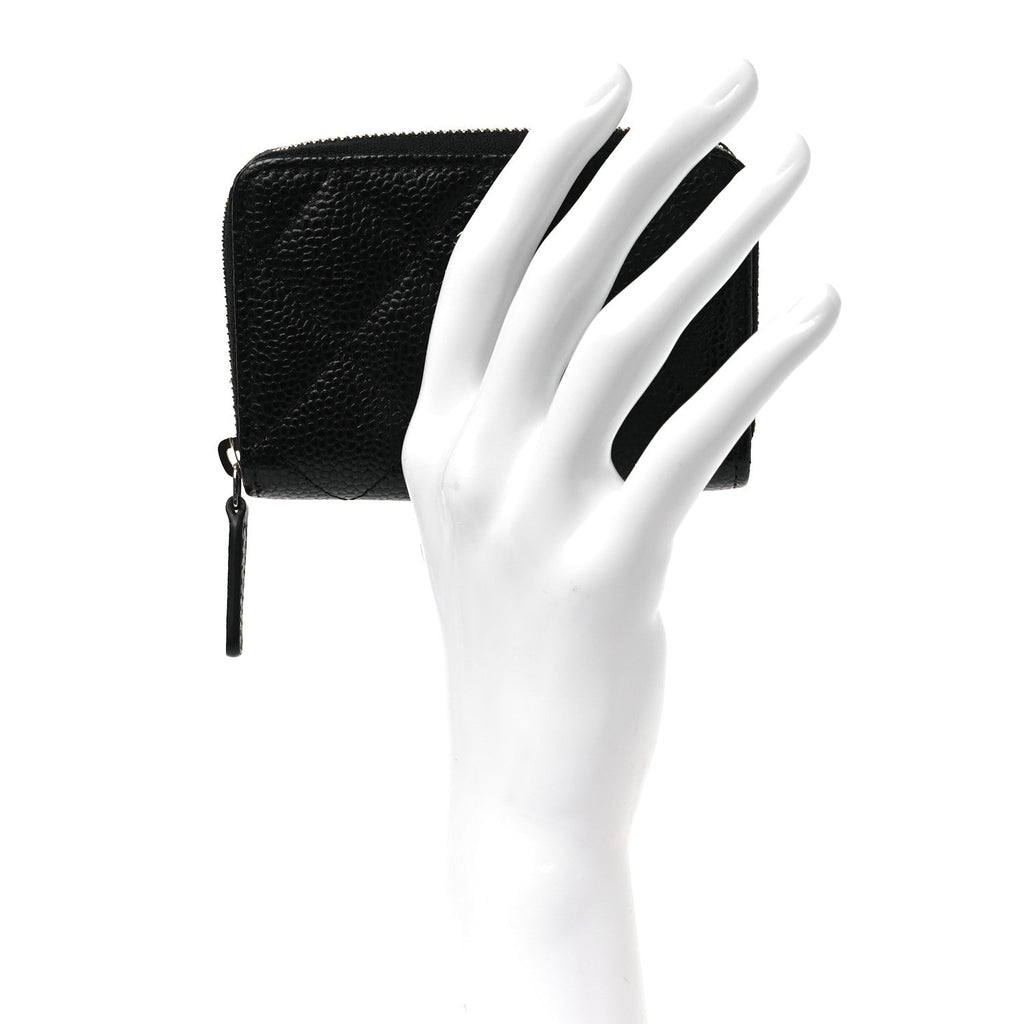 Caviar Quilted Zip Coin Purse Black