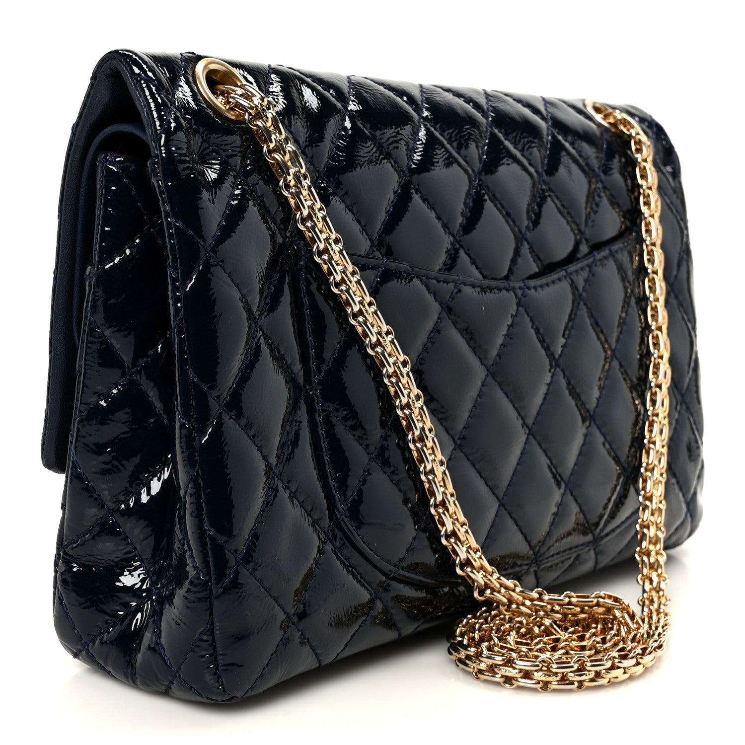Chanel Distressed Patent Quilted 2.55 Reissue 226 Flap Blue