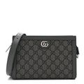 Gucci GG Supreme Monogram Textured Dollar Calfskin Web Small Ophidia Shoulder Bag  Grey Black Graphite Grey