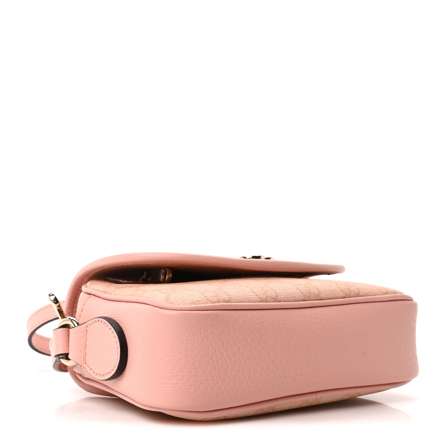 Gucci GG Supreme Monogram Textured Dollar Calfskin Mini Ophidia Flap Shoulder Bag Rose Pink