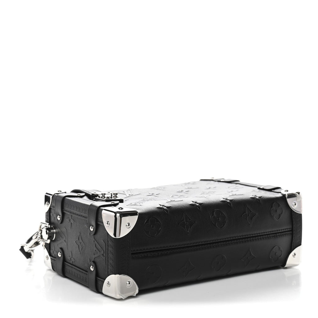 Louis Vuitton Calfskin Debossed Monogram Side Trunk Black