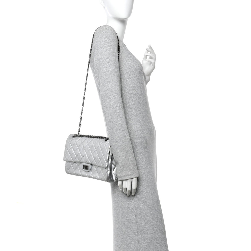 Chanel Metallic Lambskin Quilted 2.55 Reissue 226 Flap Silver