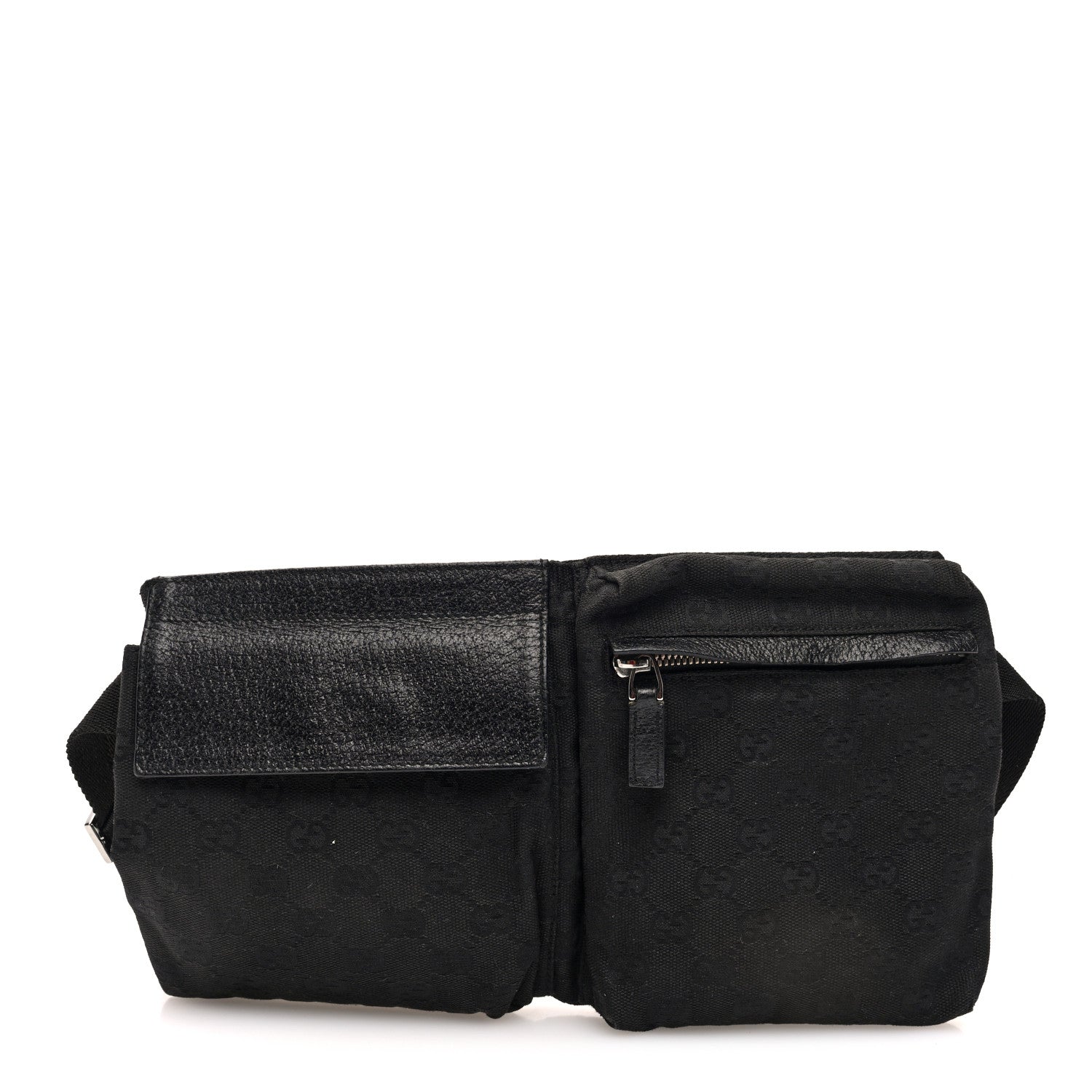 Gucci GG Monogram Double Pocket Belt Bag Black