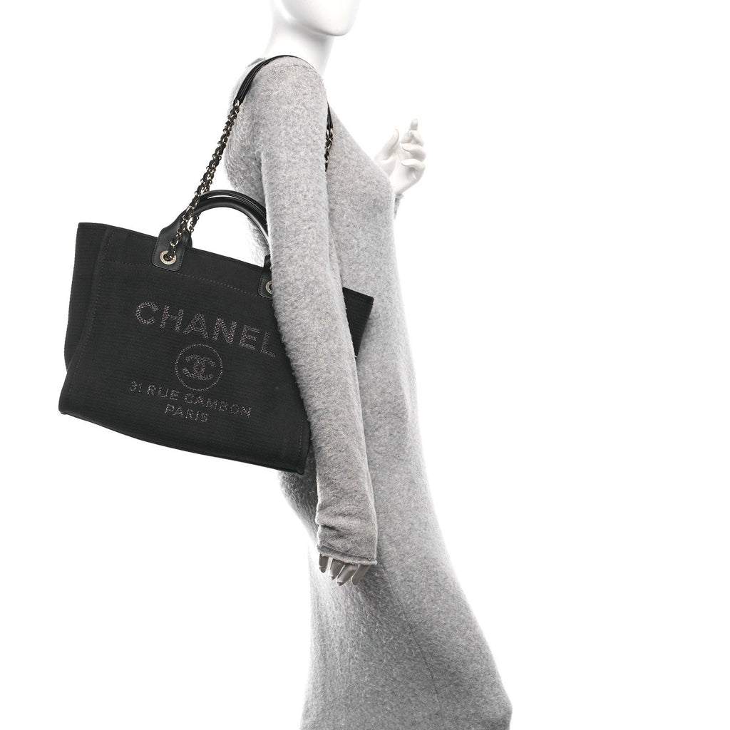 Chanel Mixed Fibers Small Deauville Tote Black