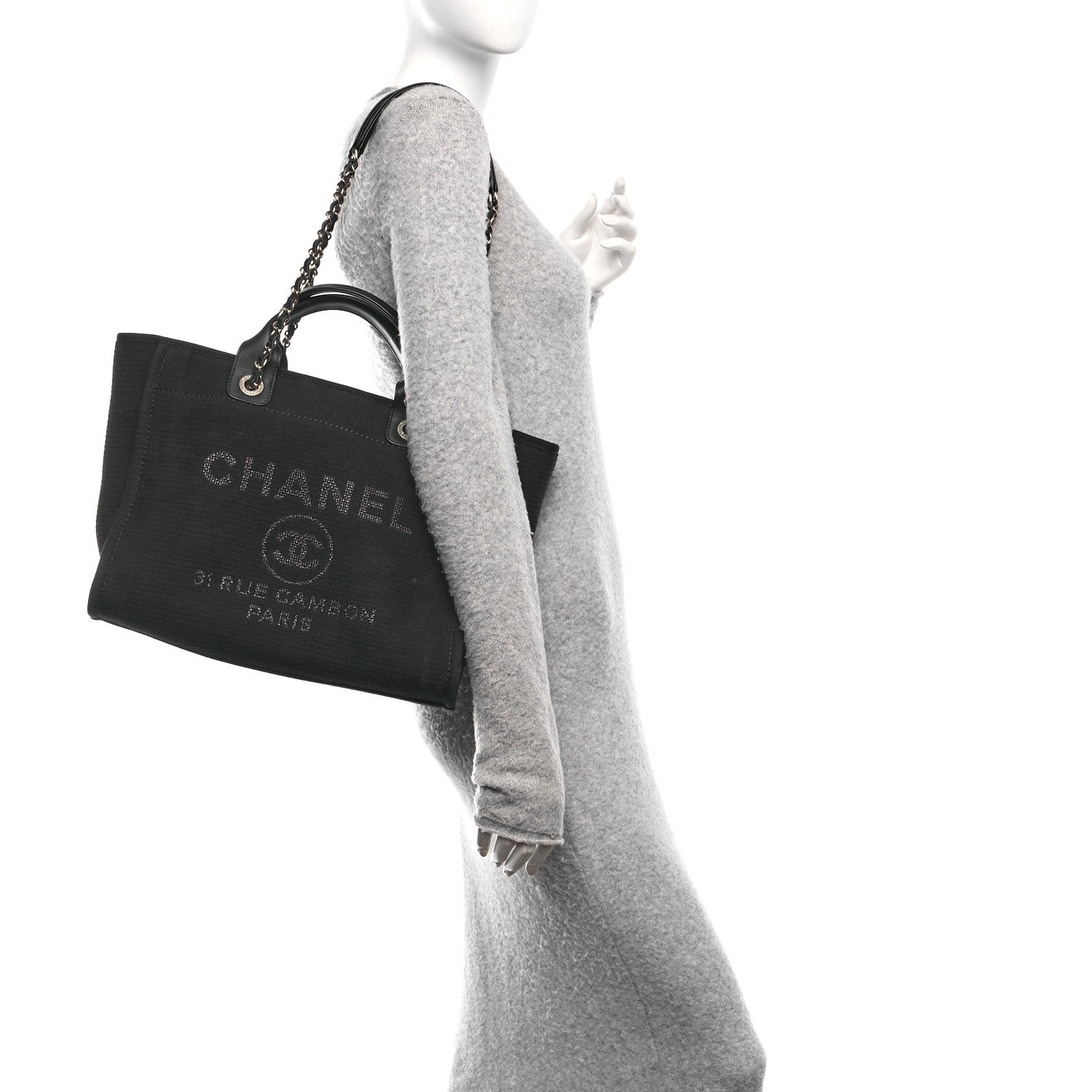 Chanel Mixed Fibers Small Deauville Tote Black