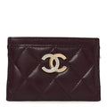 Caviar Quilted Crystal Card Holder Burgundy