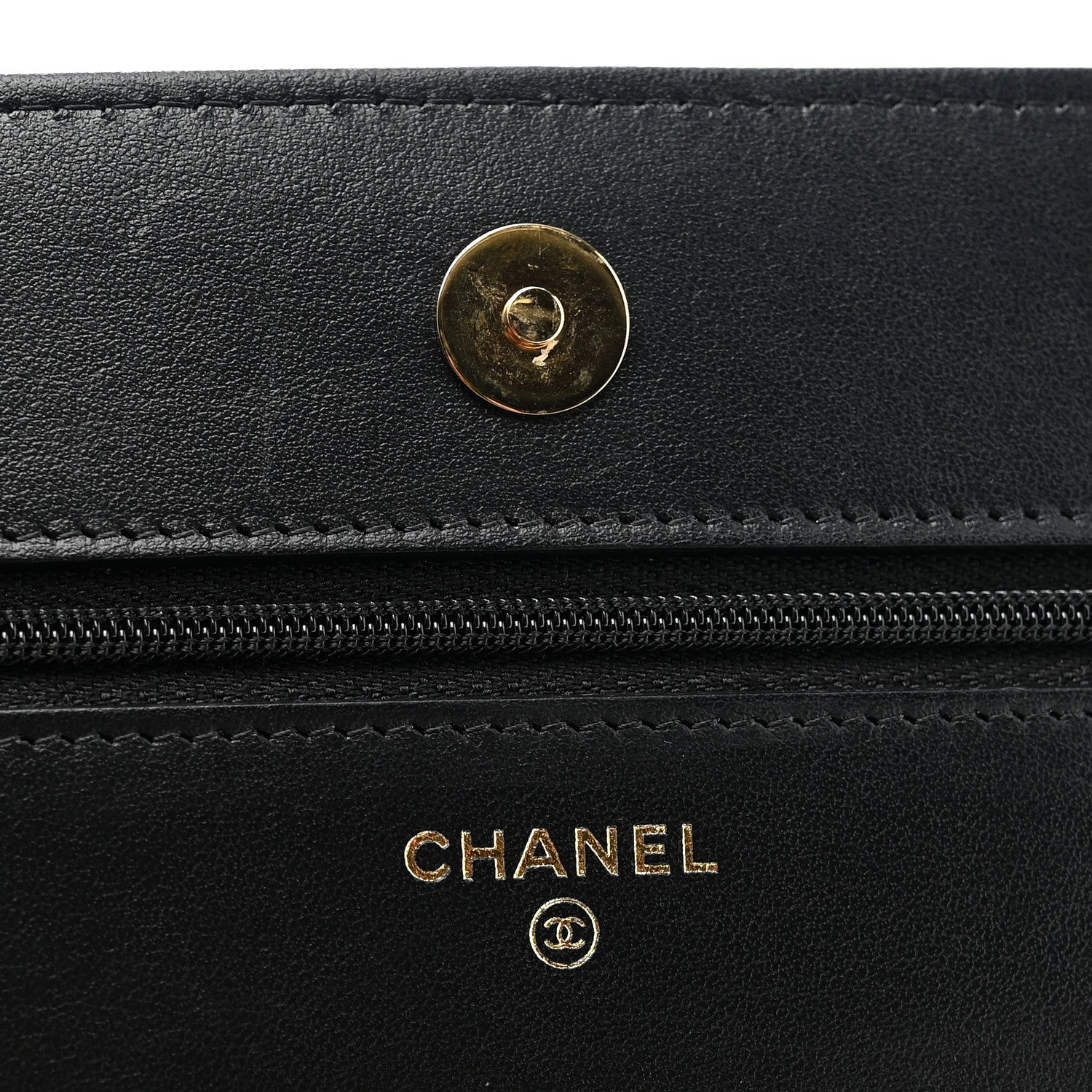 Chanel Lambskin Quilted Twisted CC Wallet On Chain WOC Black