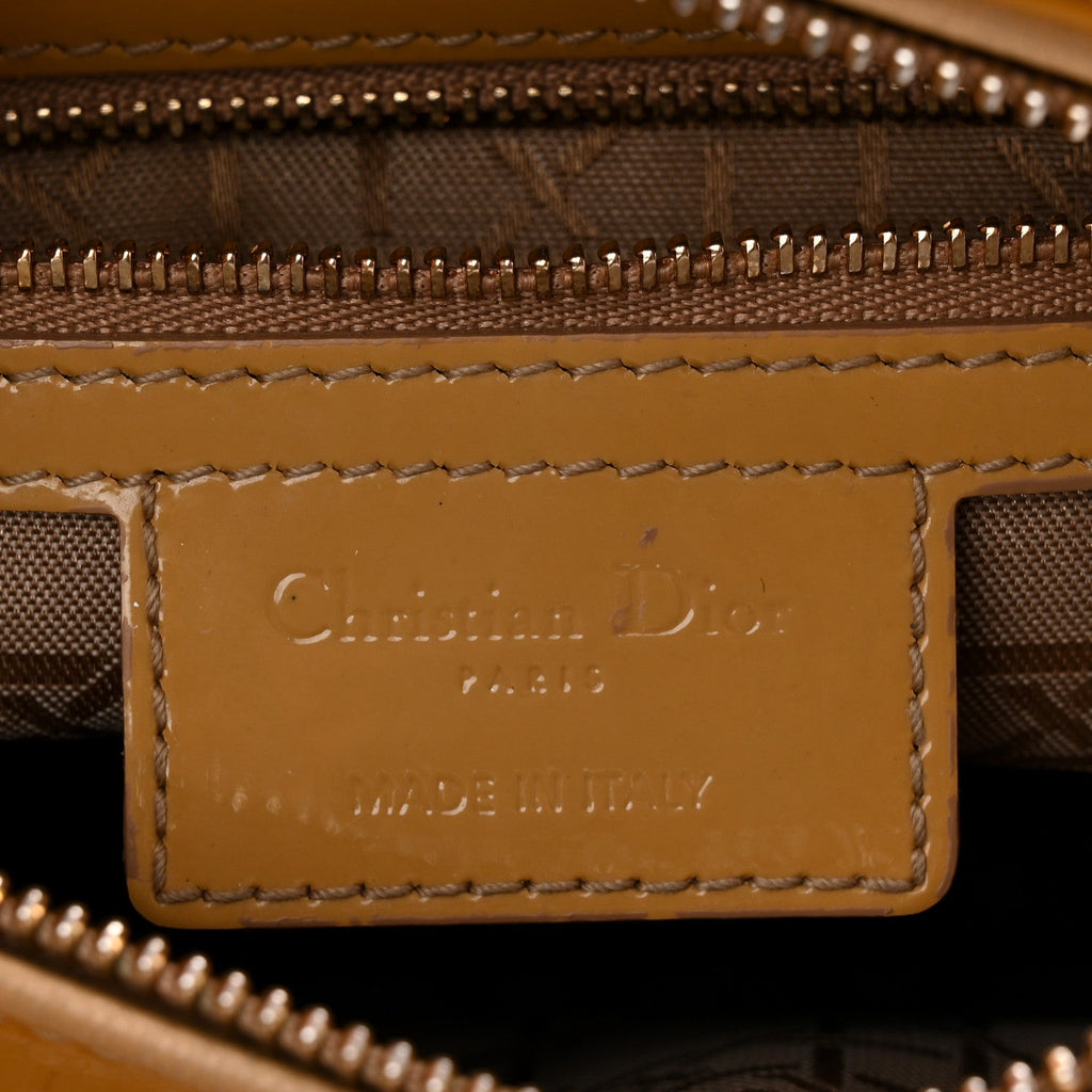 Christian Dior Patent Cannage Medium Lady Dior Beige