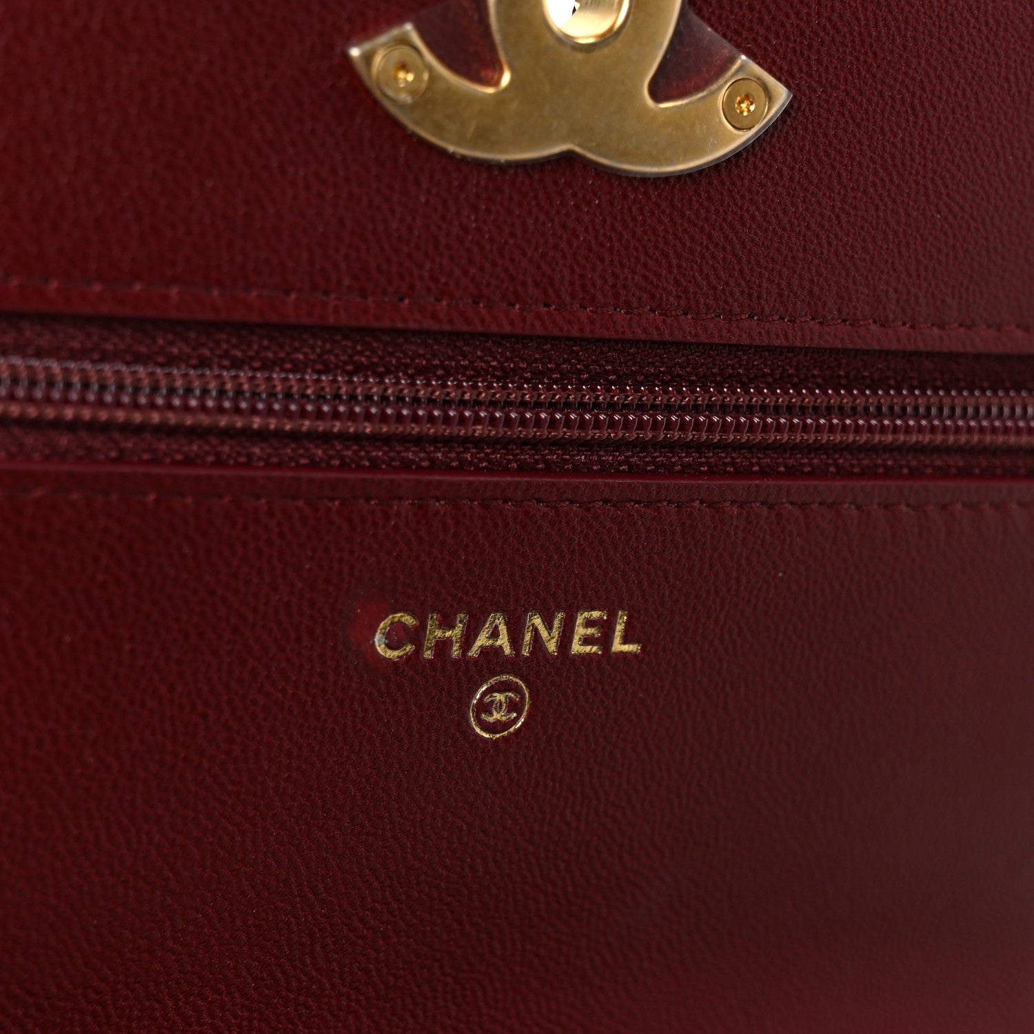 Chanel Lambskin Quilted Chanel 19 Wallet On Chain WOC Burgundy