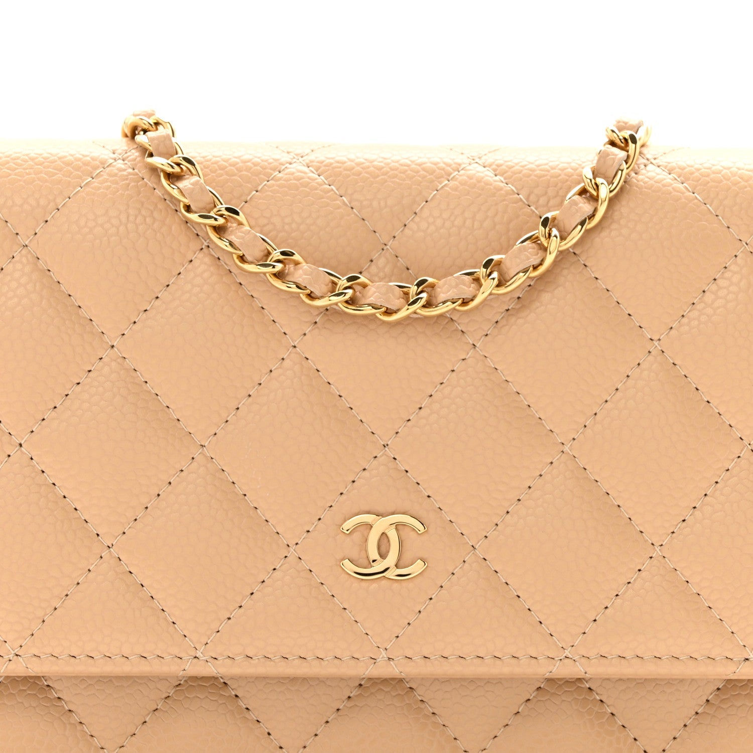 Chanel Caviar Quilted Wallet on Chain WOC Beige